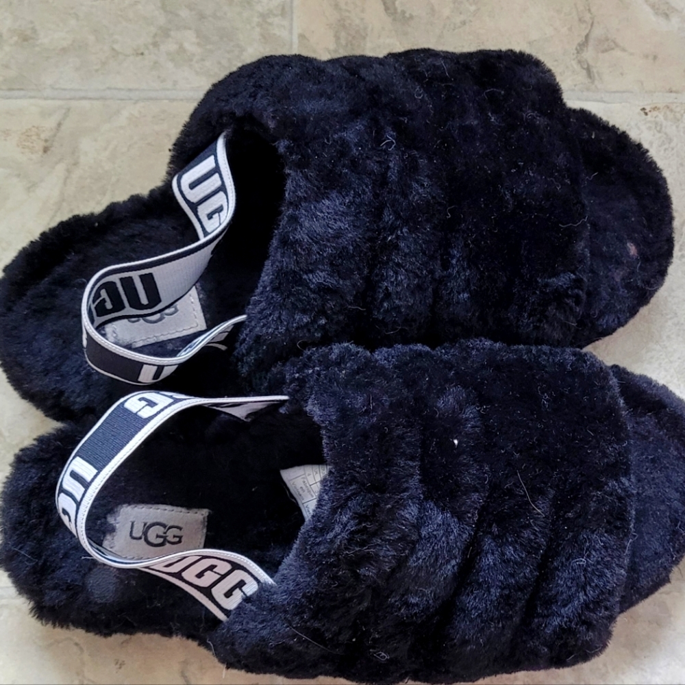 Black Ugg slingback slippers